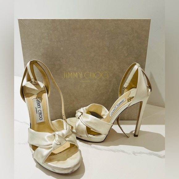 Jimmy Choo Rosie Satin Ivory 120 Heel - Picture 2 of 7